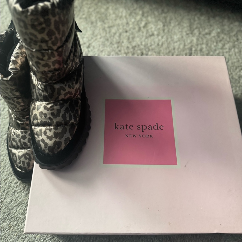 Kate Spade Animal Print Boots with Black Accents